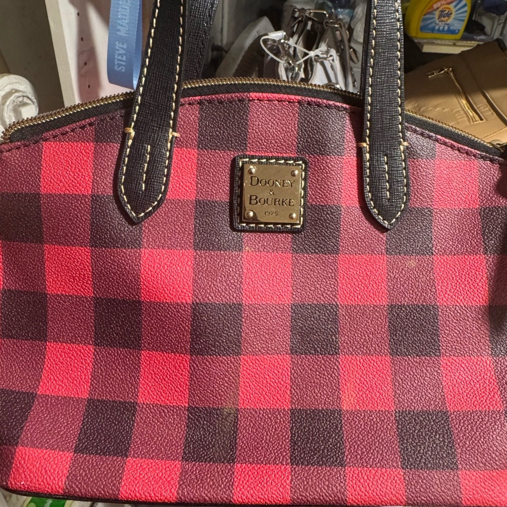 Dooney & Bourke Red and Black Plaid Shoulder Bag - Picture 2 of 3